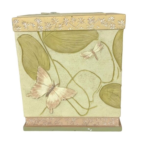 Charter Club Butterfly Tissue Box Holder Square Pastel Resin Hand Painted Decor - Picture 2 of 8